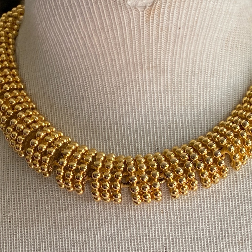 Vintage Designer AFJ Chunky Bold Collar Choker Style Necklace Signed